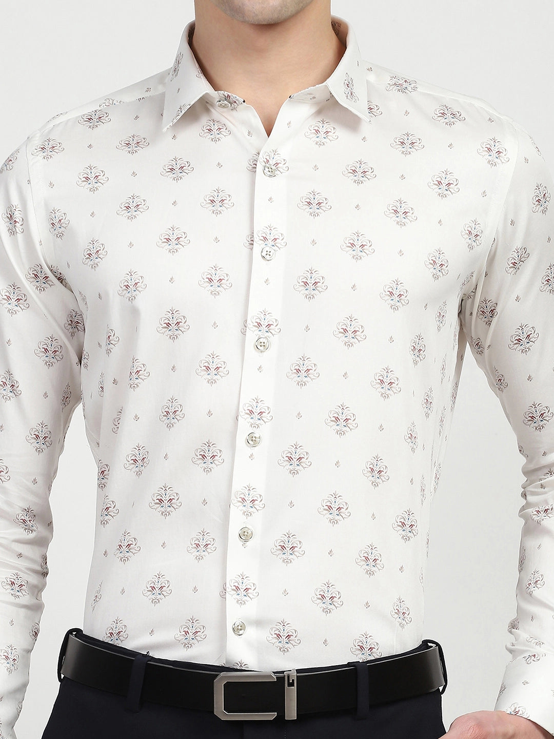White Printed Cotton Shirt - Global Republic