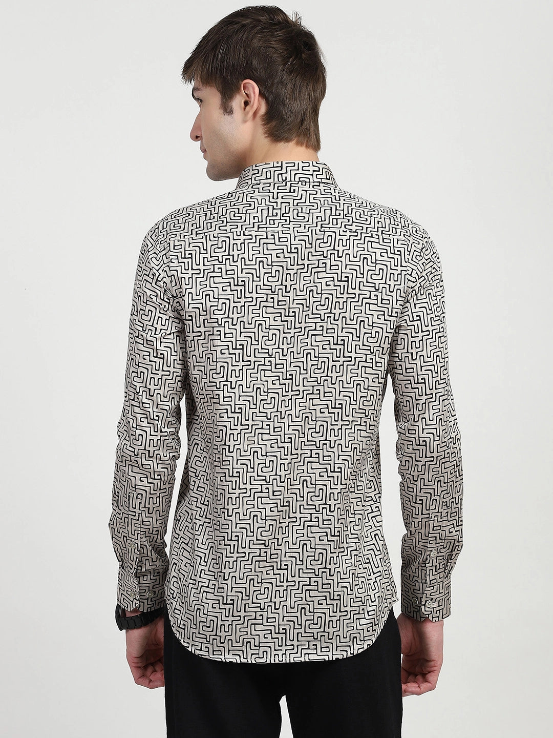 Beige Printed Cotton Shirt - Global Republic