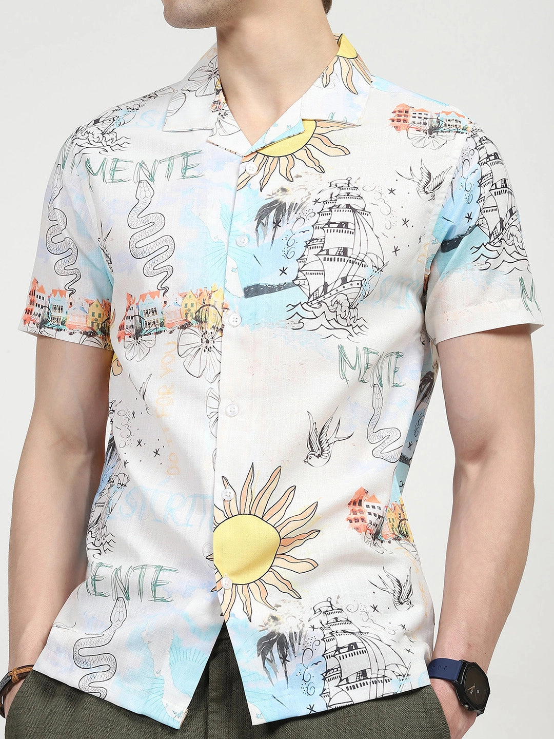 Tropical Print Cotton Shirt - Global Republic