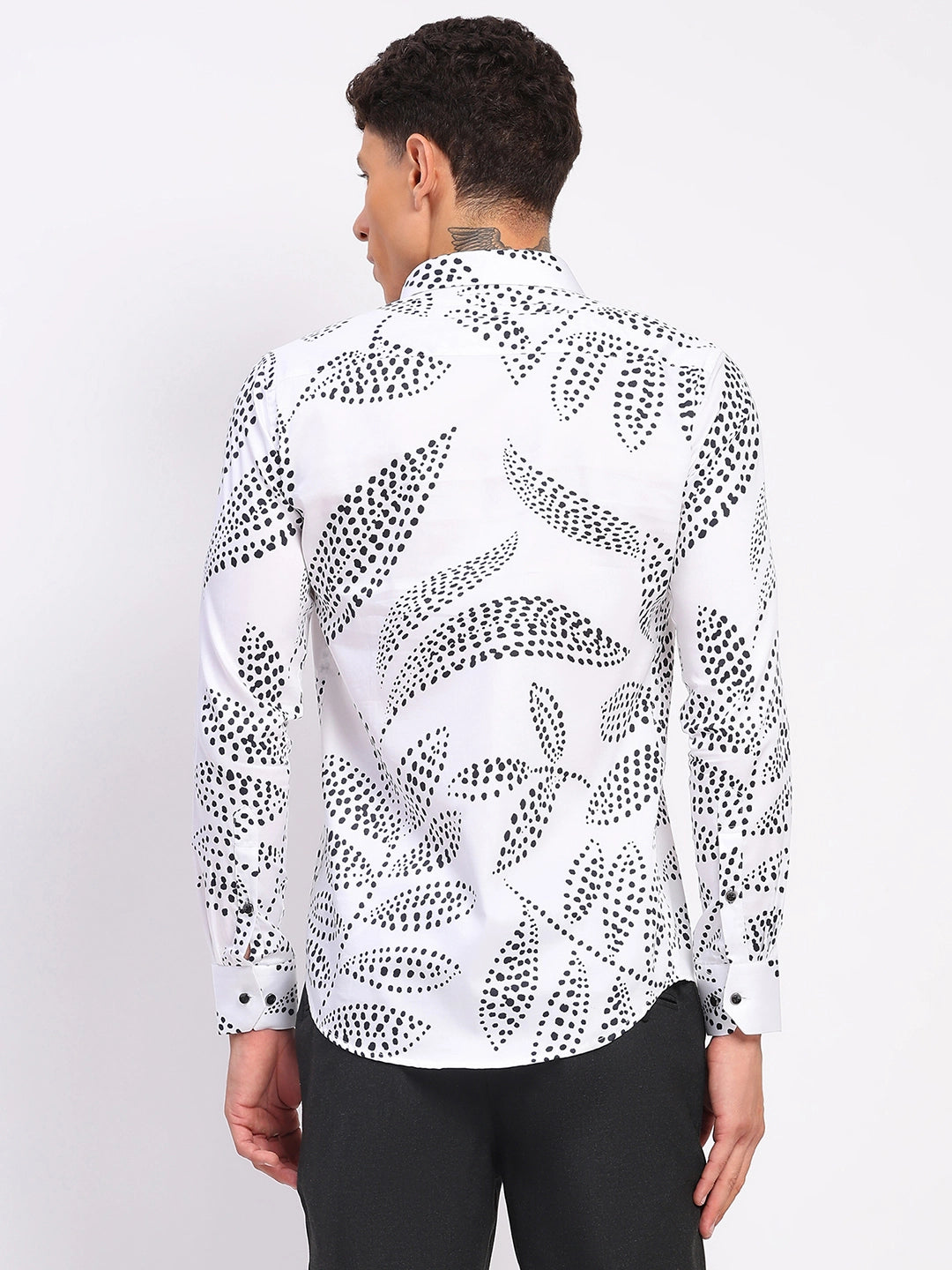 White & Black Printed Cotton Shirt - Global Republic