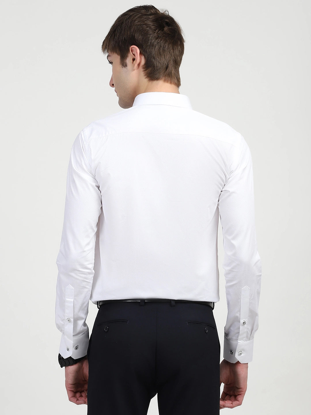 White Textured Formal Shirt - Global Republic