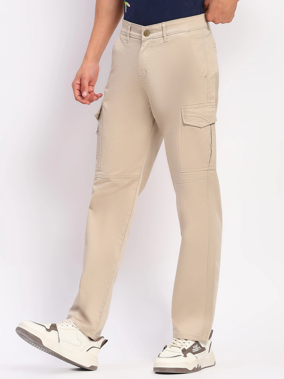 Fawn Cotton Blend Regular Fit Cargo - Global Republic