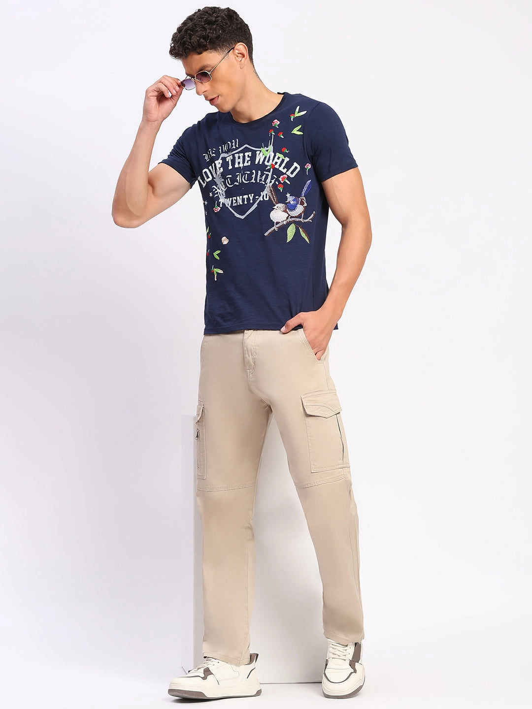 Fawn Cotton Blend Regular Fit Cargo - Global Republic