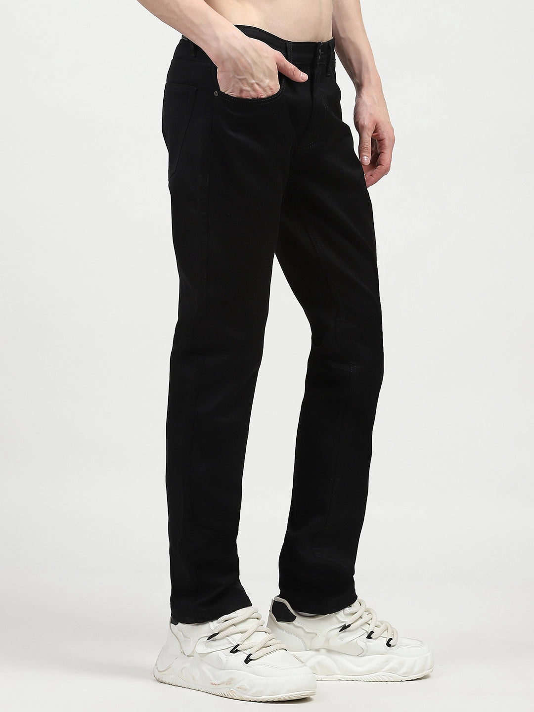 Black Cotton Regular Fit Jeans - Global Republic