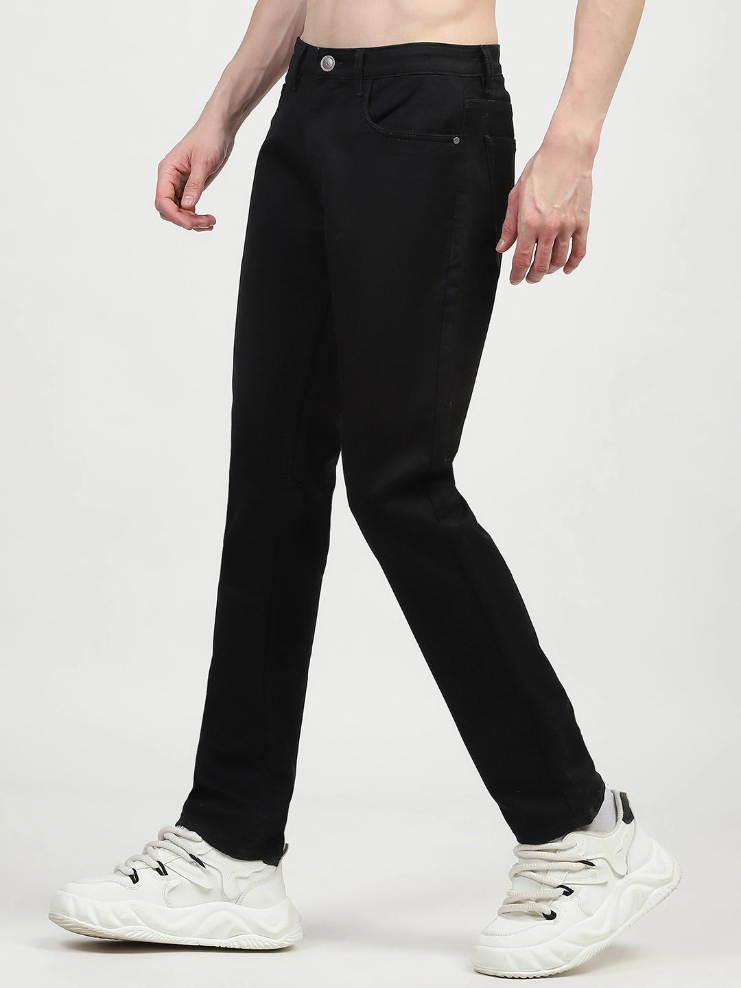Black Cotton Regular Fit Jeans - Global Republic