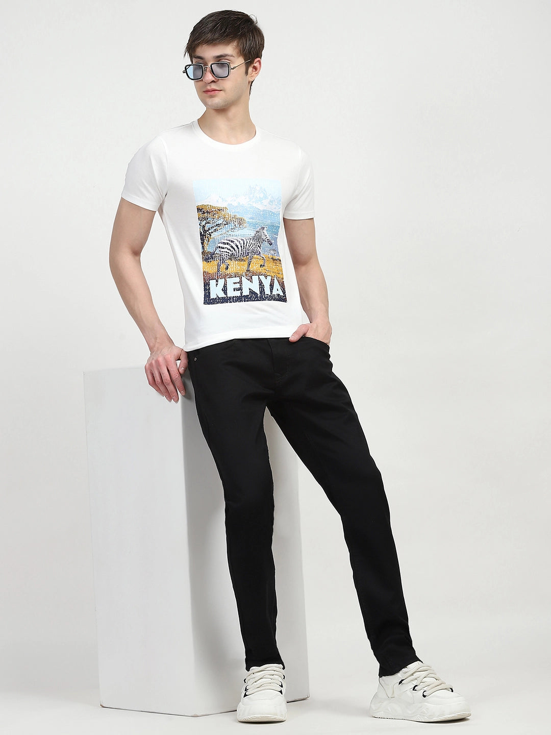 Black Cotton Regular Fit Jeans - Global Republic