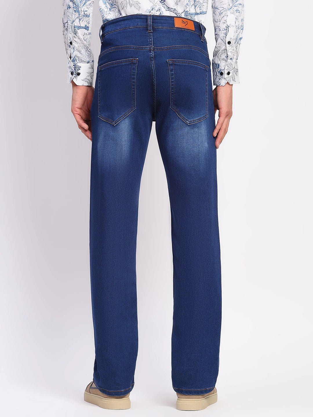Stretchable Dark Blue Cotton Blend Jeans - Global Republic