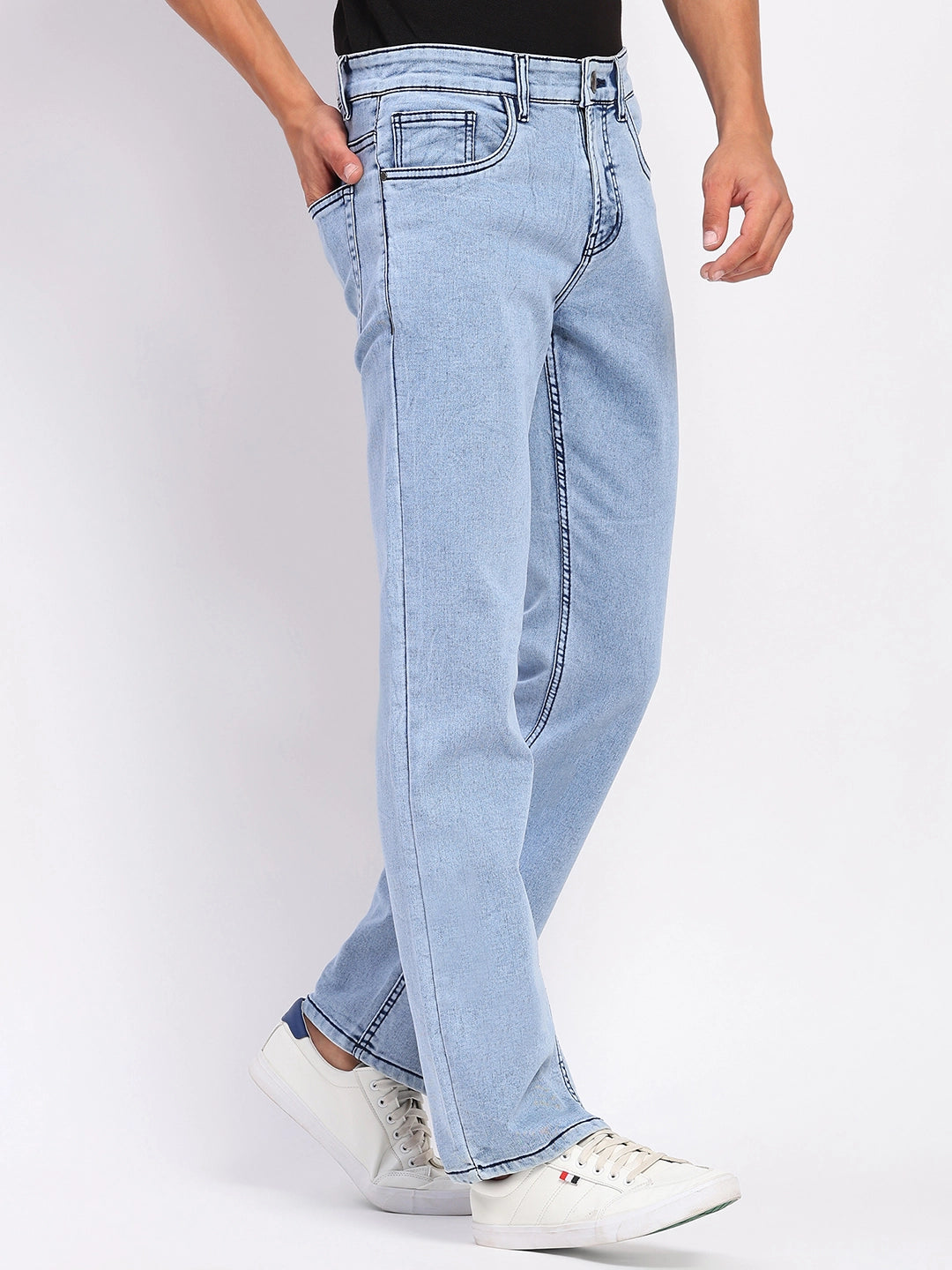Stretchable Light Blue Cotton Blend Jeans - Global Republic