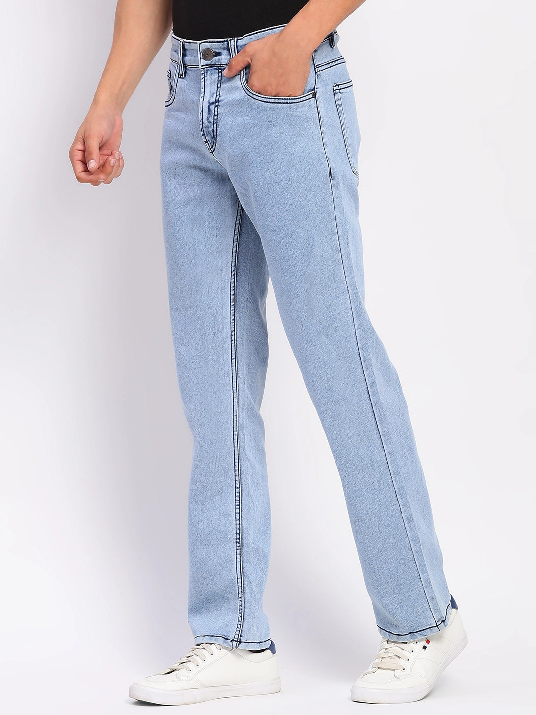 Stretchable Light Blue Cotton Blend Jeans - Global Republic