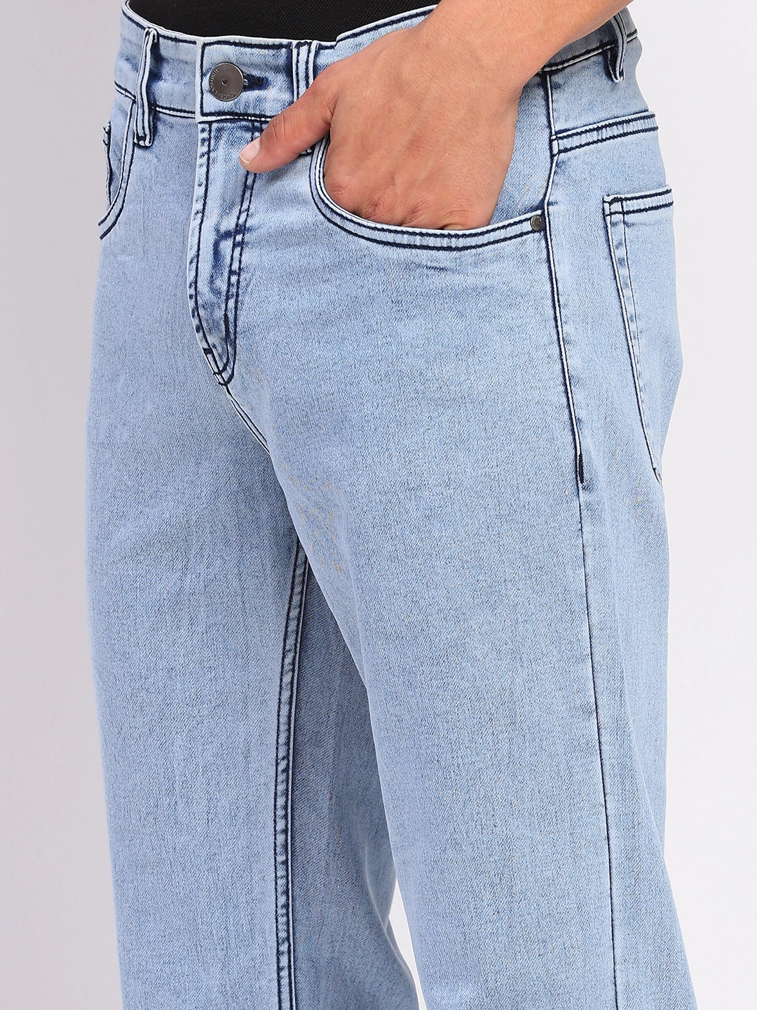 Stretchable Light Blue Cotton Blend Jeans - Global Republic