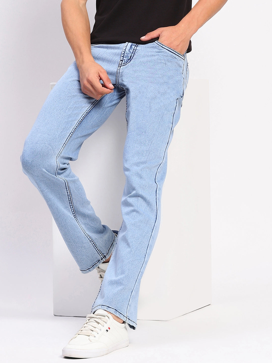 Stretchable Light Blue Cotton Blend Jeans - Global Republic