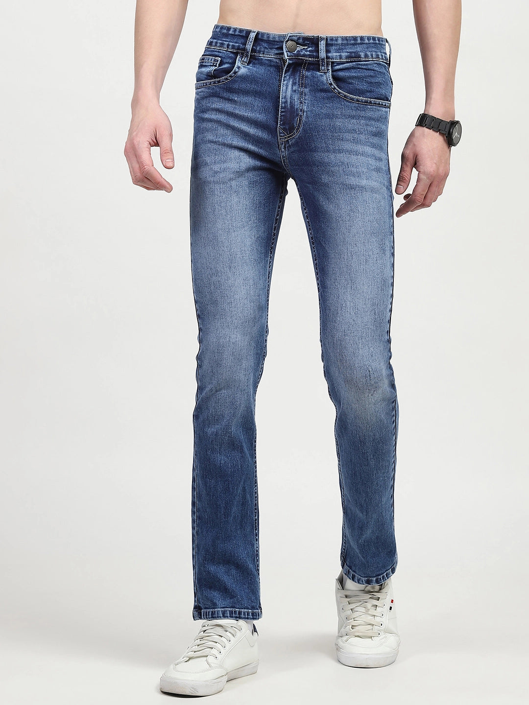 Blue Mid Rise Regular Fit Jeans - Global Republic
