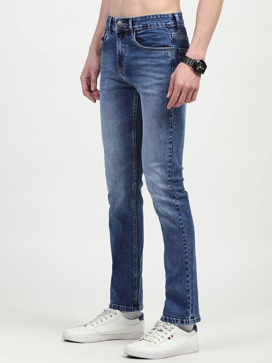 Blue Mid Rise Regular Fit Jeans - Global Republic