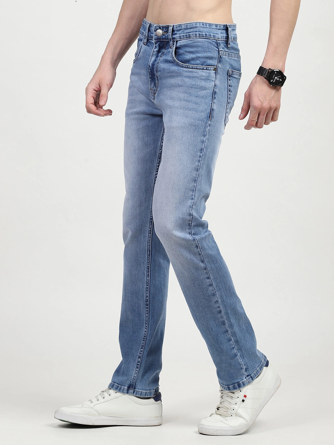 Blue Regular Fit Solid Jeans - Global Republic