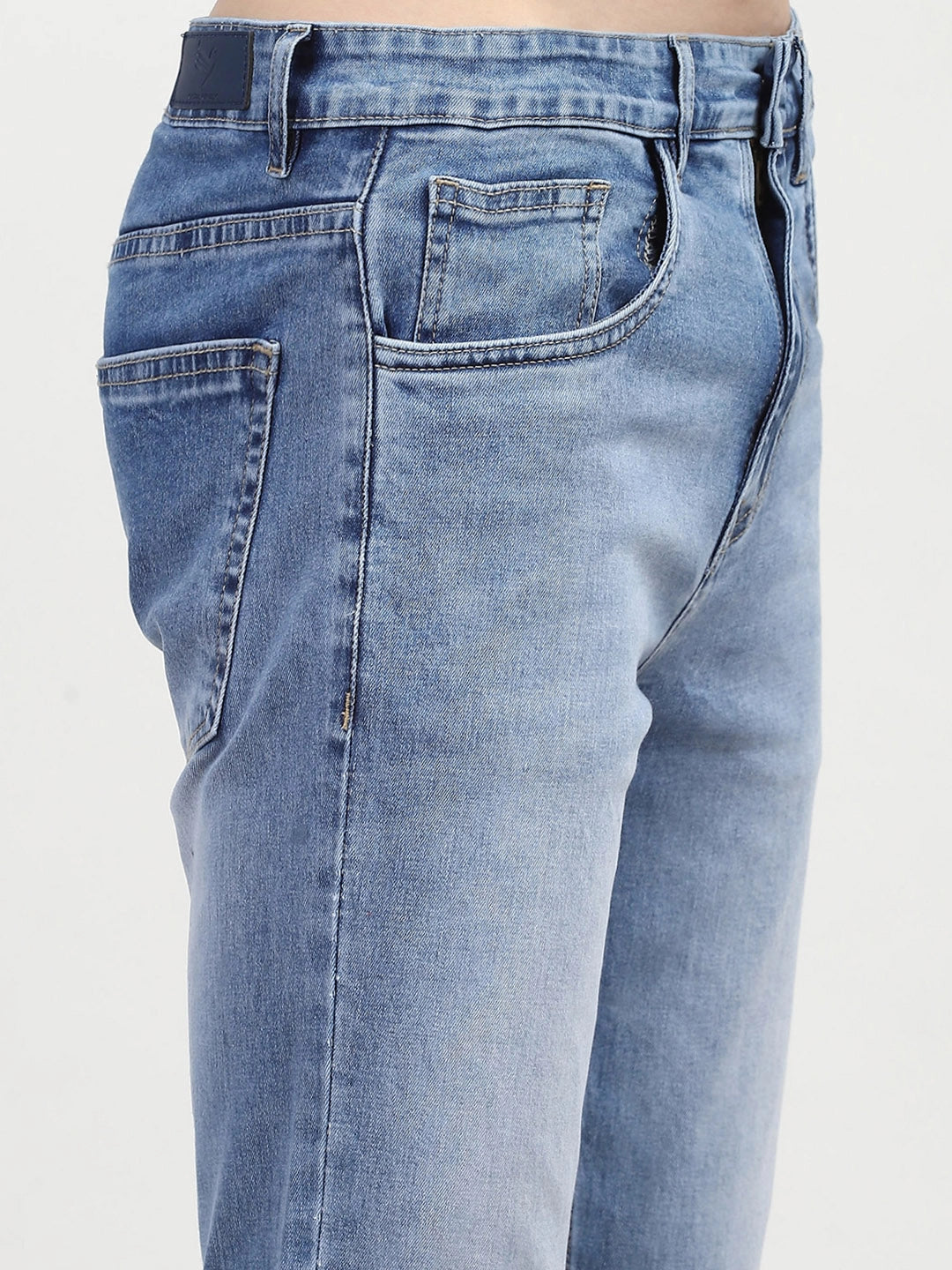 Blue Regular Fit Solid Jeans - Global Republic