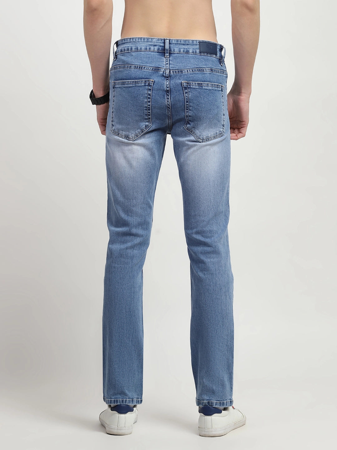 Blue Regular Fit Solid Jeans - Global Republic