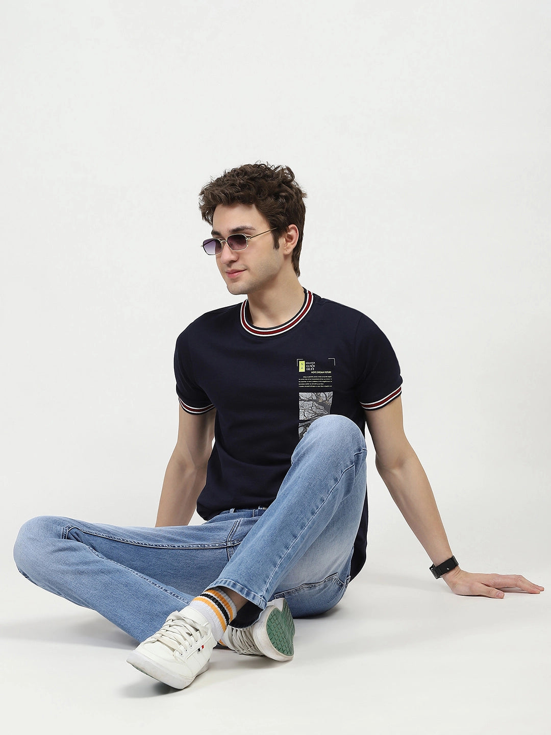 Blue Regular Fit Solid Jeans - Global Republic