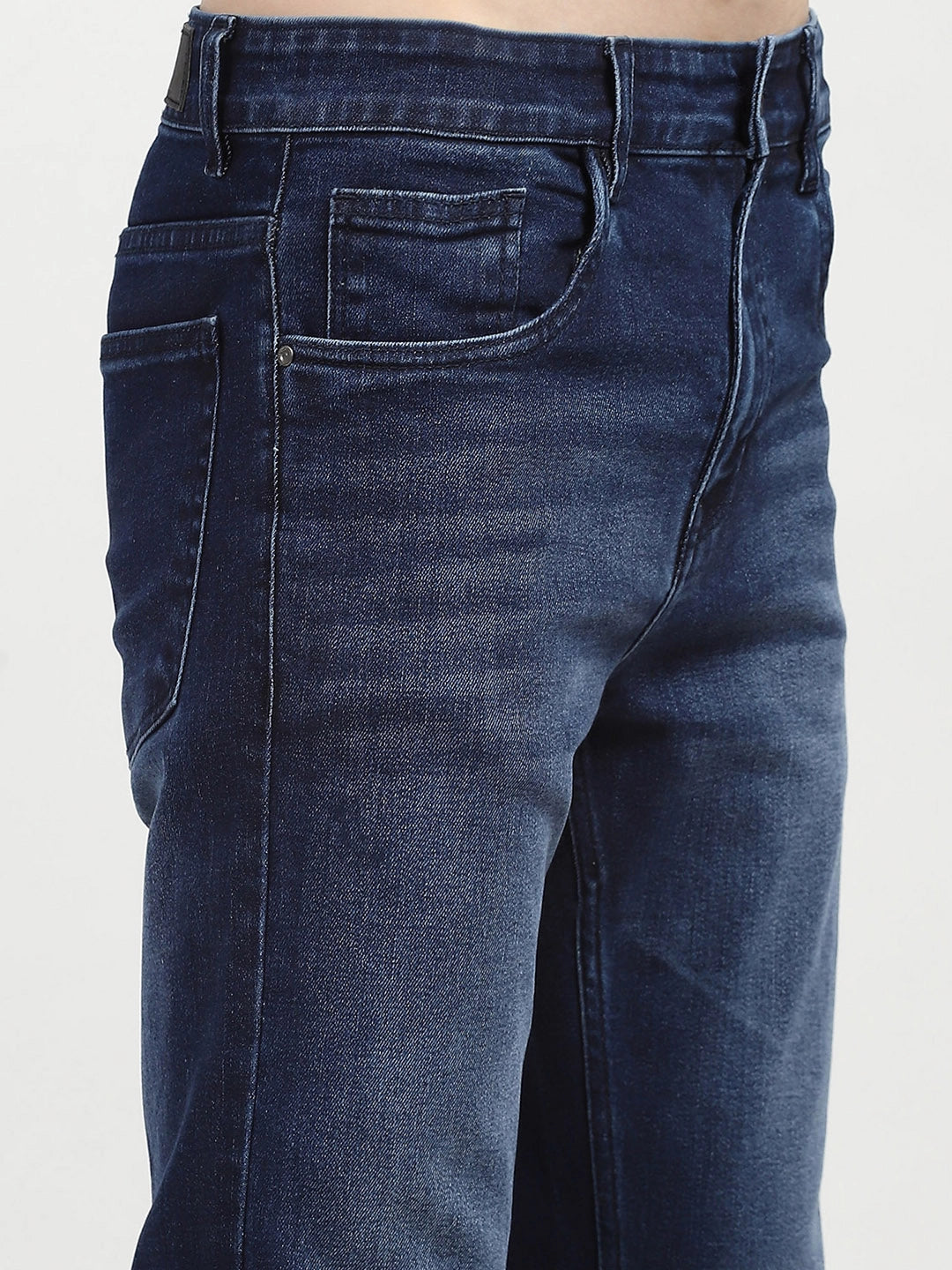 Dark Blue Solid Regular Fit Jeans - Global Republic