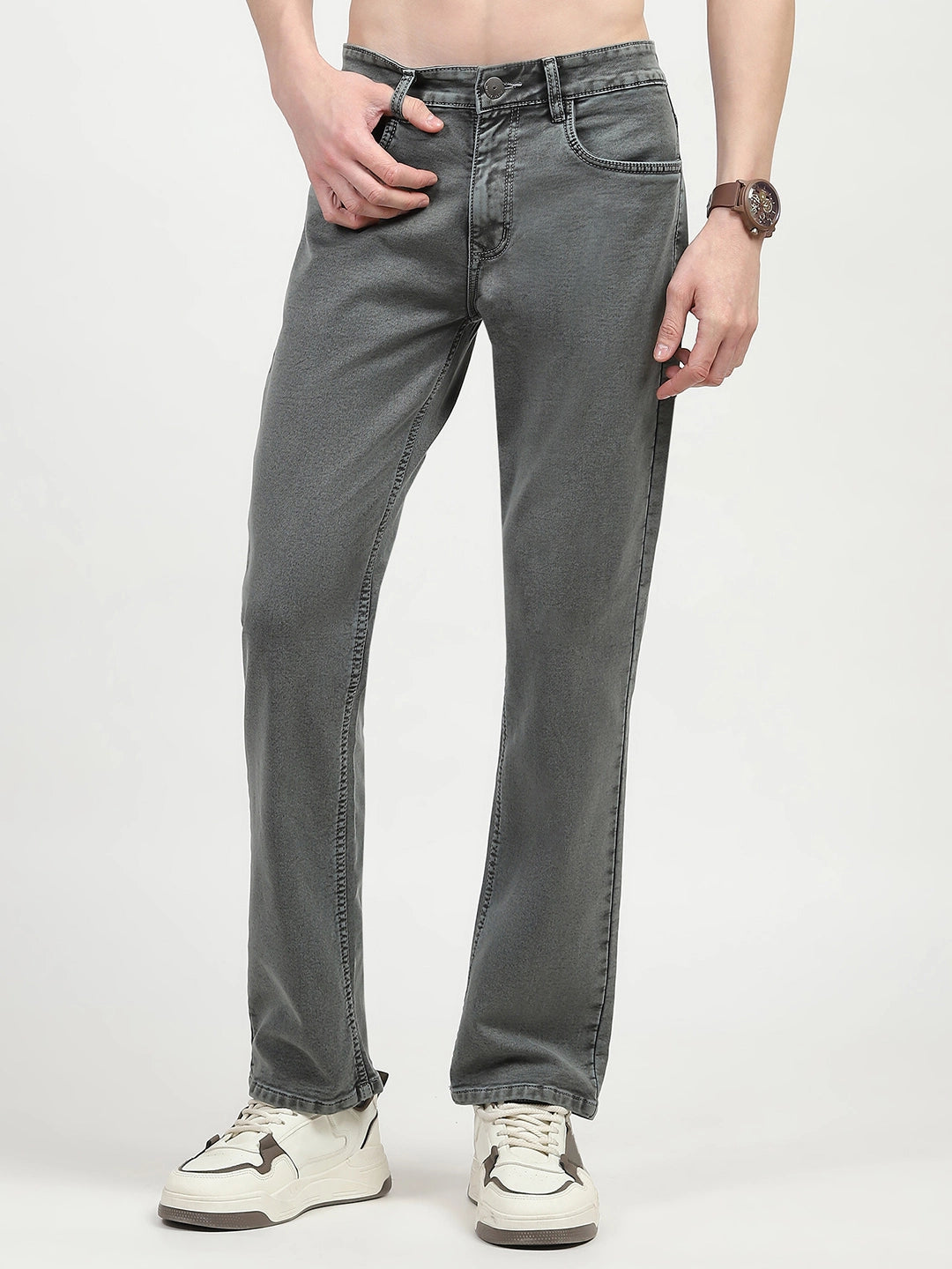 Olive Cotton Regular Fit Jeans - Global Republic