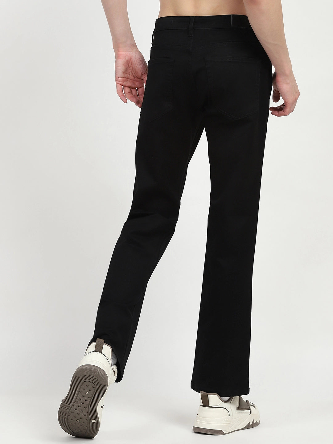 Jet Black Cotton Regular Fit Jeans - Global Republic