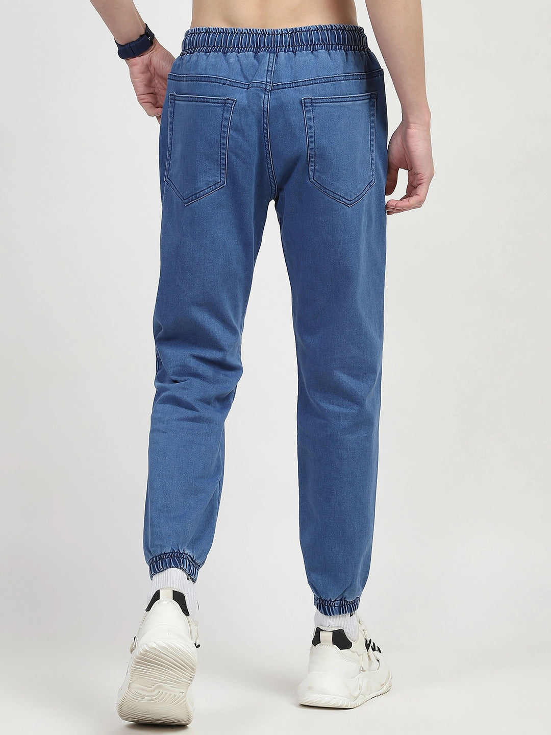 Blue Stretchable Cotton Joggers - Global Republic