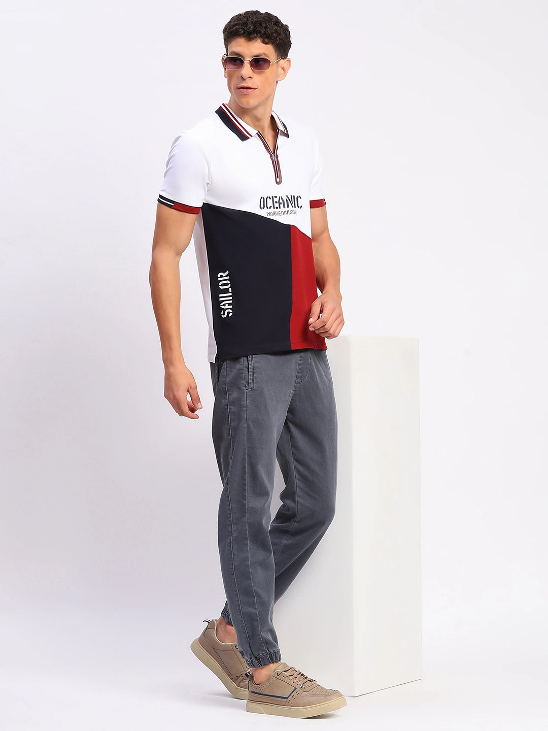 Solid Grey Stretchable Cotton Blend Joggers - Global Republic