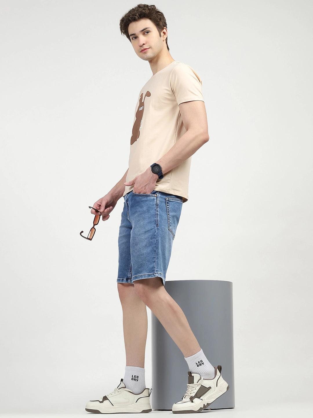 Blue Cotton Denim Shorts - Global Republic
