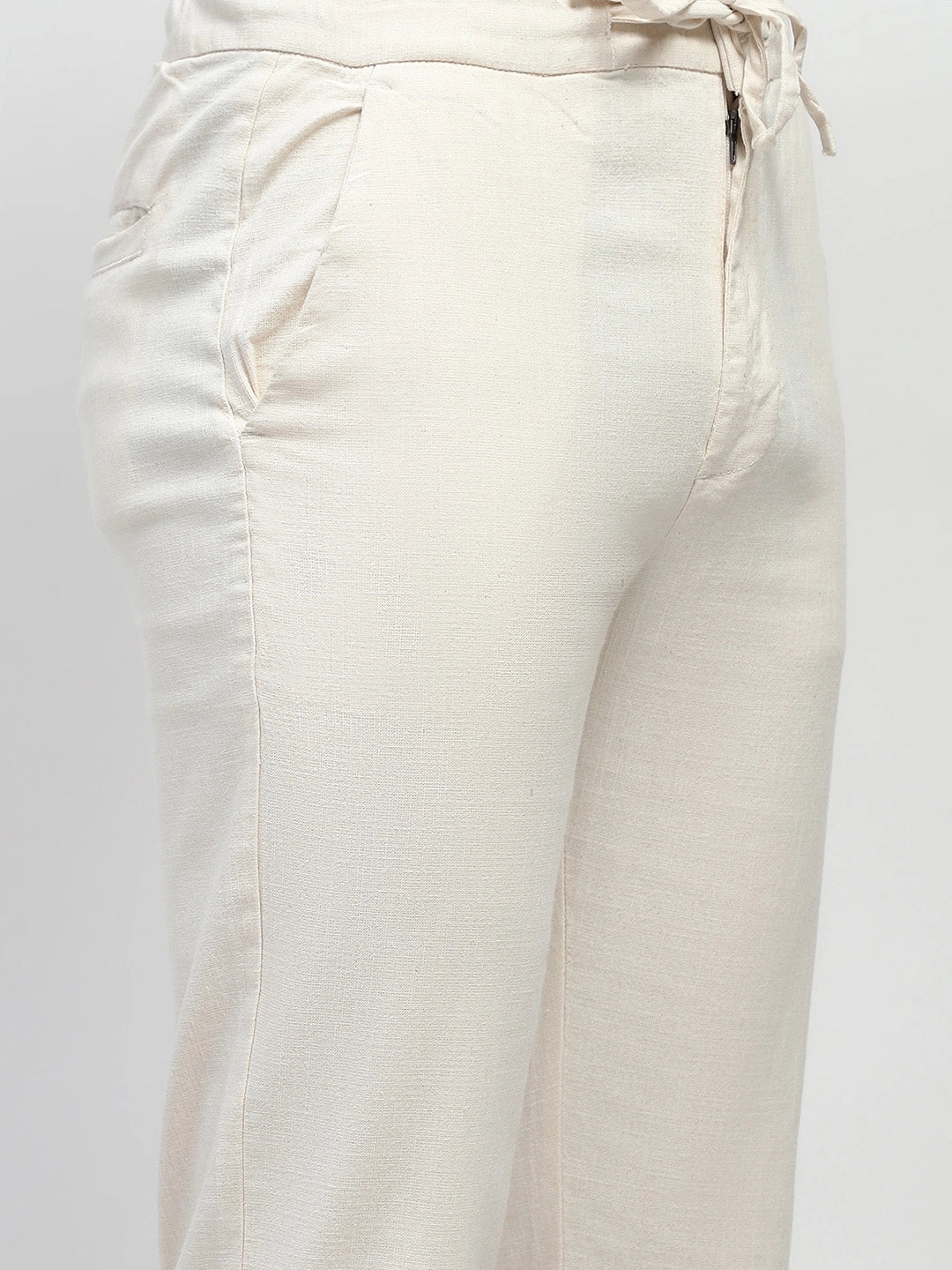 Natural Solid Cotton Trouser - Global Republic
