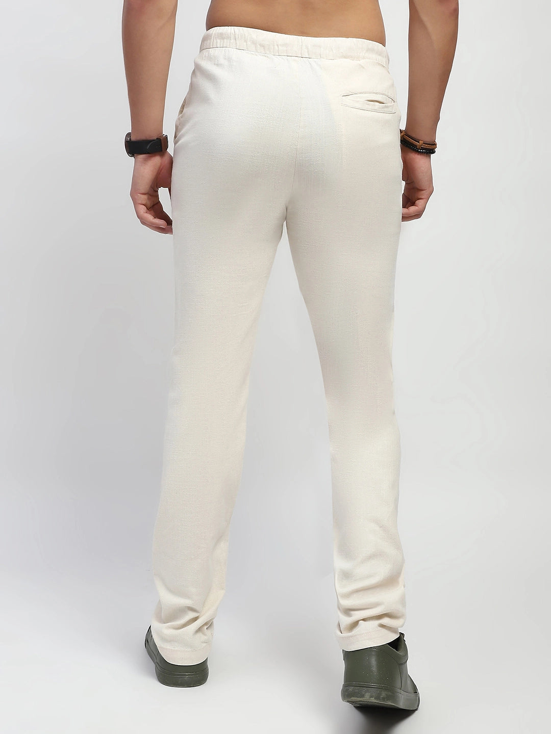 Natural Solid Cotton Trouser - Global Republic