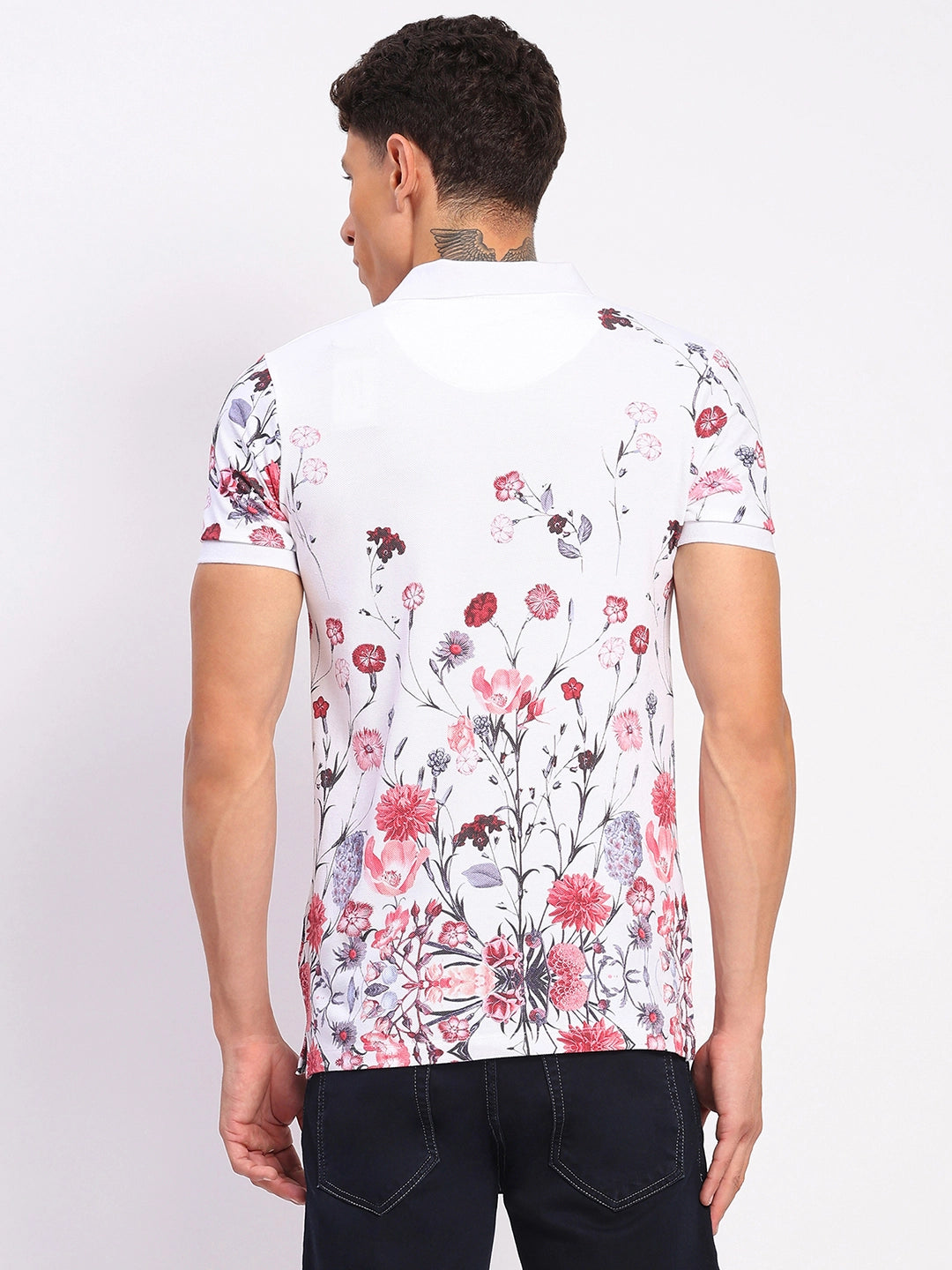 Floral Print 100% Cotton Polo T-Shirt - Global Republic