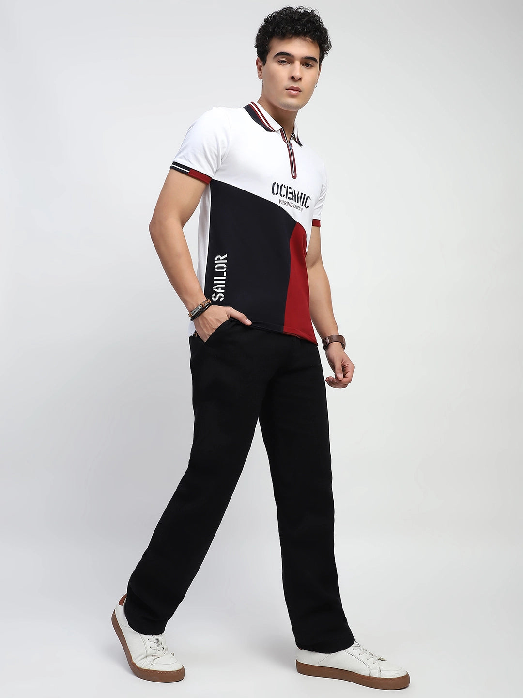 Color Block Cotton T-Shirt - Global Republic