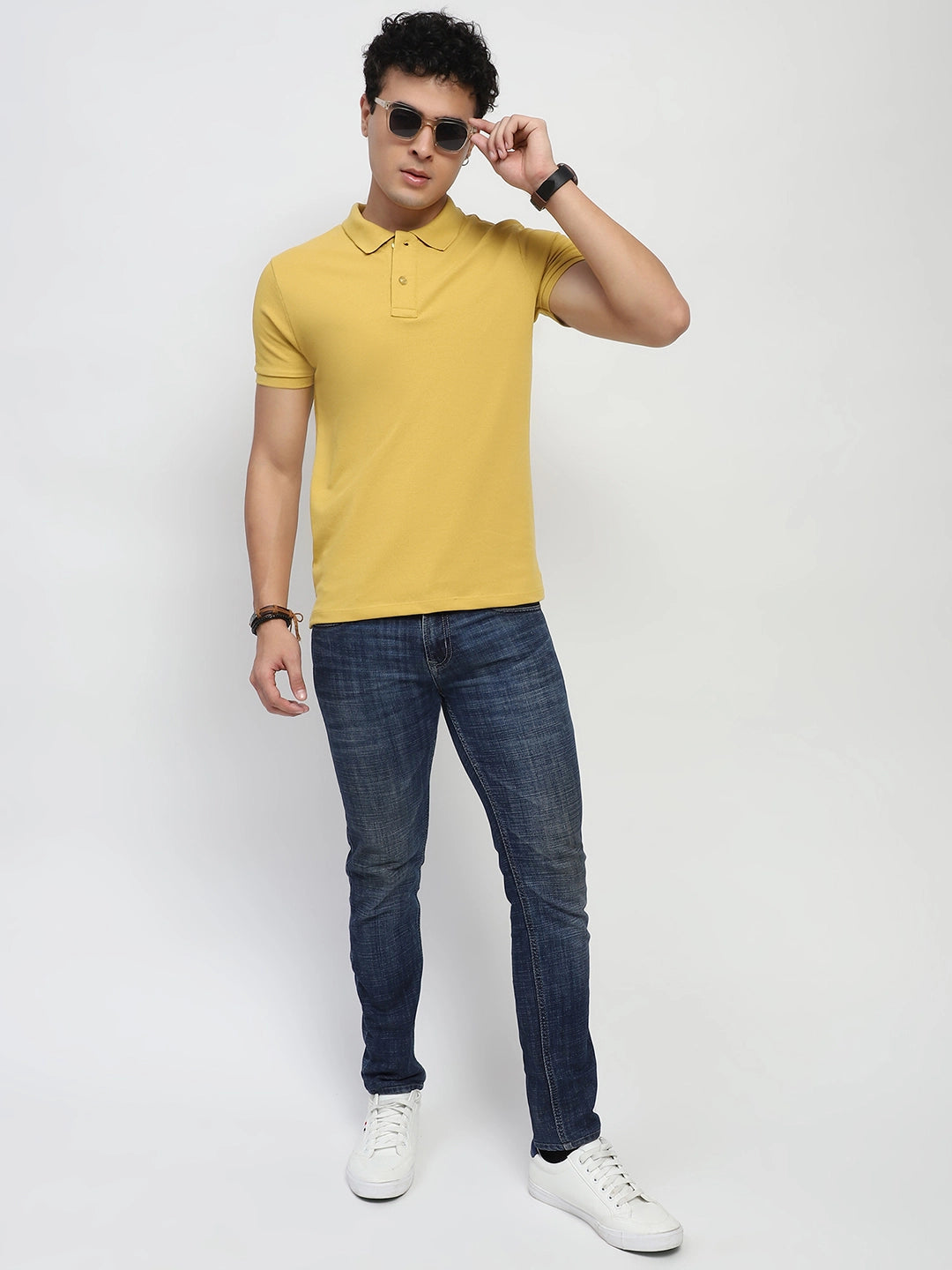 Mustard Solid Polo T-Shirt - Global Republic