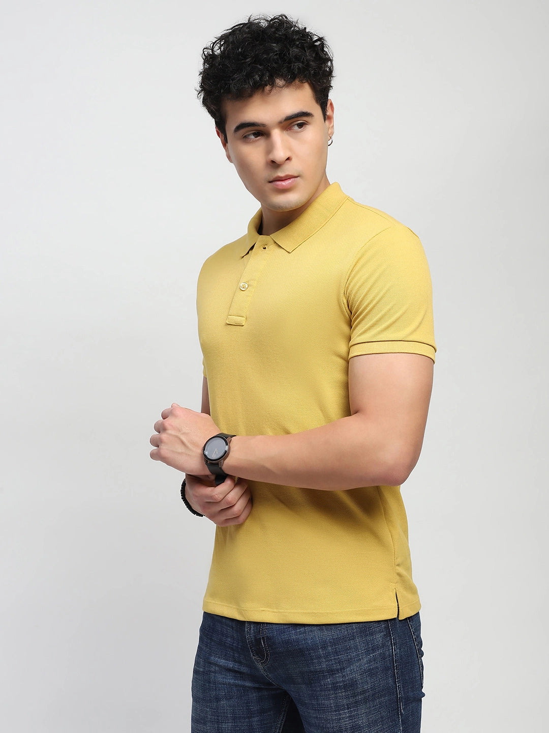 Mustard Solid Polo T-Shirt - Global Republic