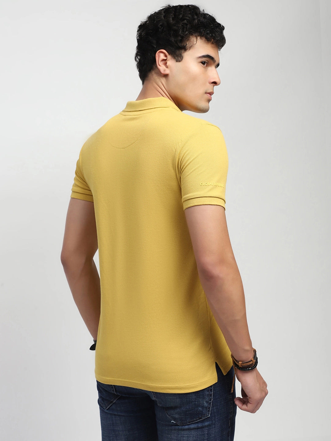 Mustard Solid Polo T-Shirt - Global Republic
