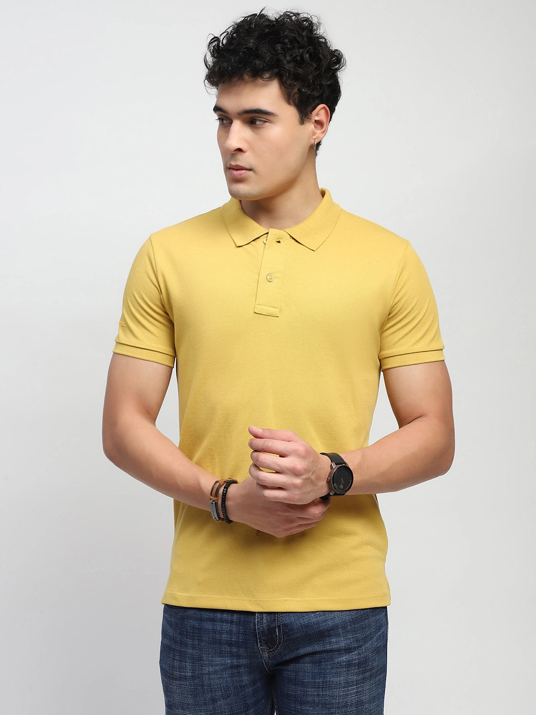 Mustard Solid Polo T-Shirt - Global Republic