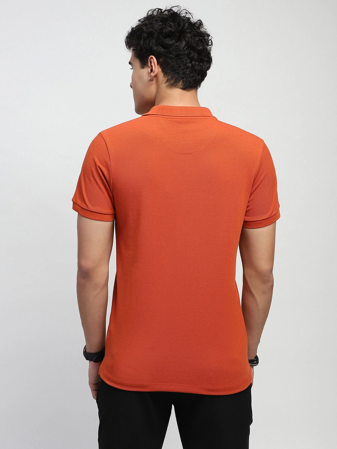 Rust Solid Cotton Blend Polo T-Shirt - Global Republic