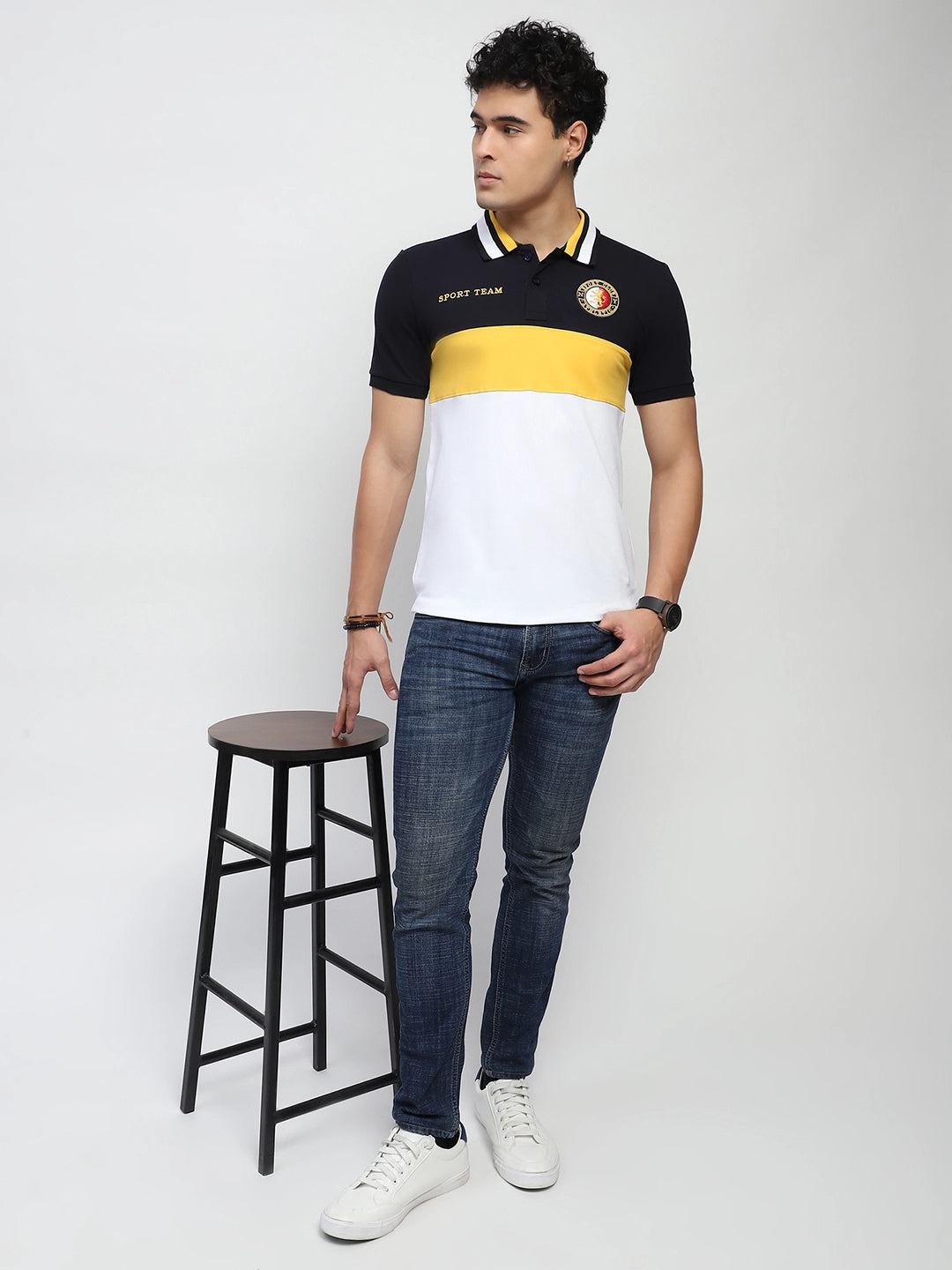 Color Block Cotton Polo T-Shirt - Global Republic