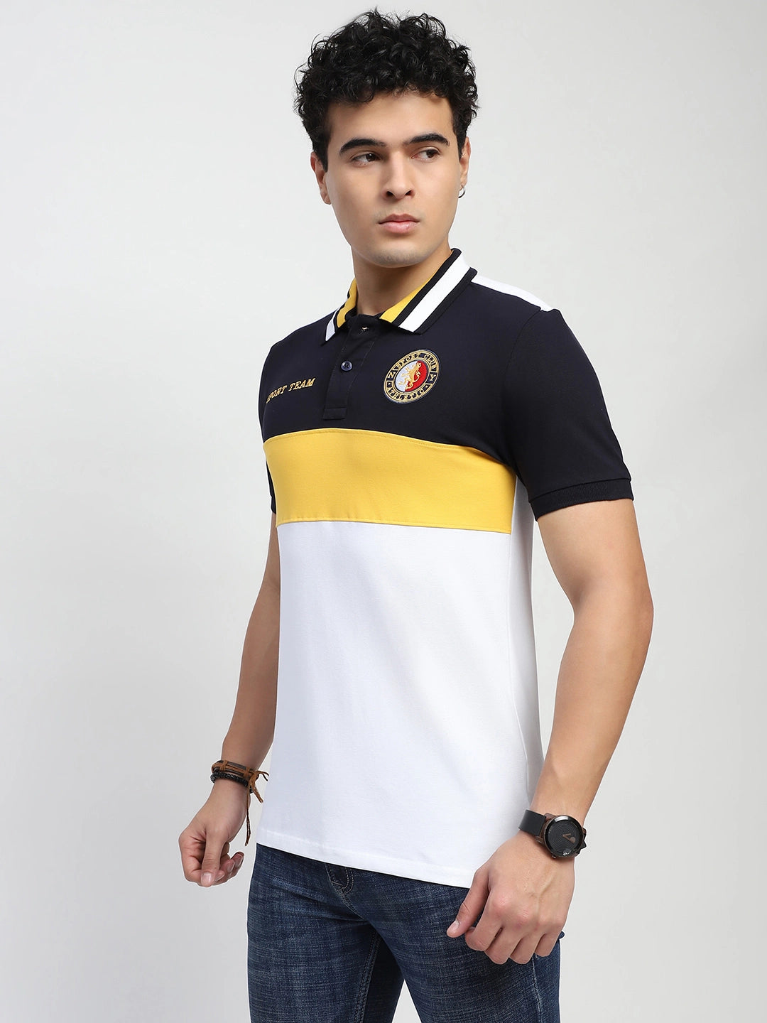 Color Block Cotton Polo T-Shirt - Global Republic