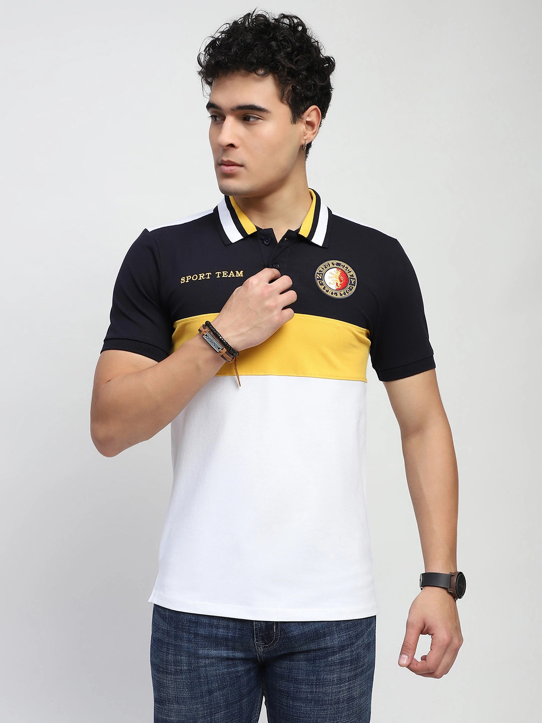 Color Block Cotton Polo T-Shirt - Global Republic