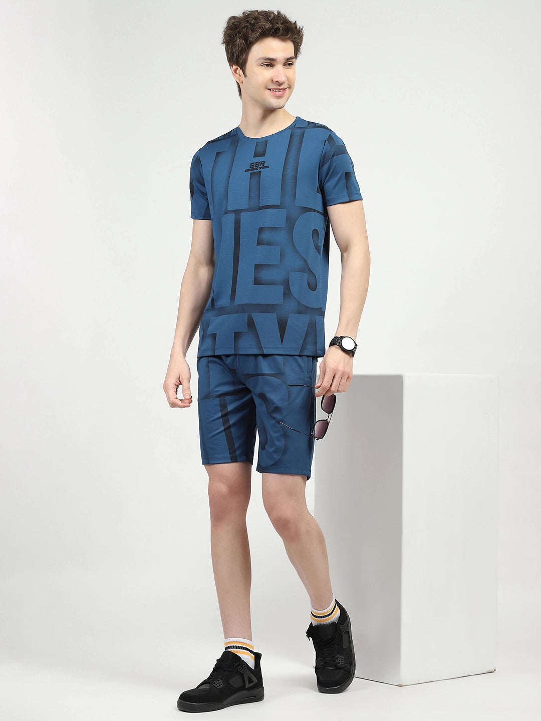 Blue Typography Viscose Set - Global Republic