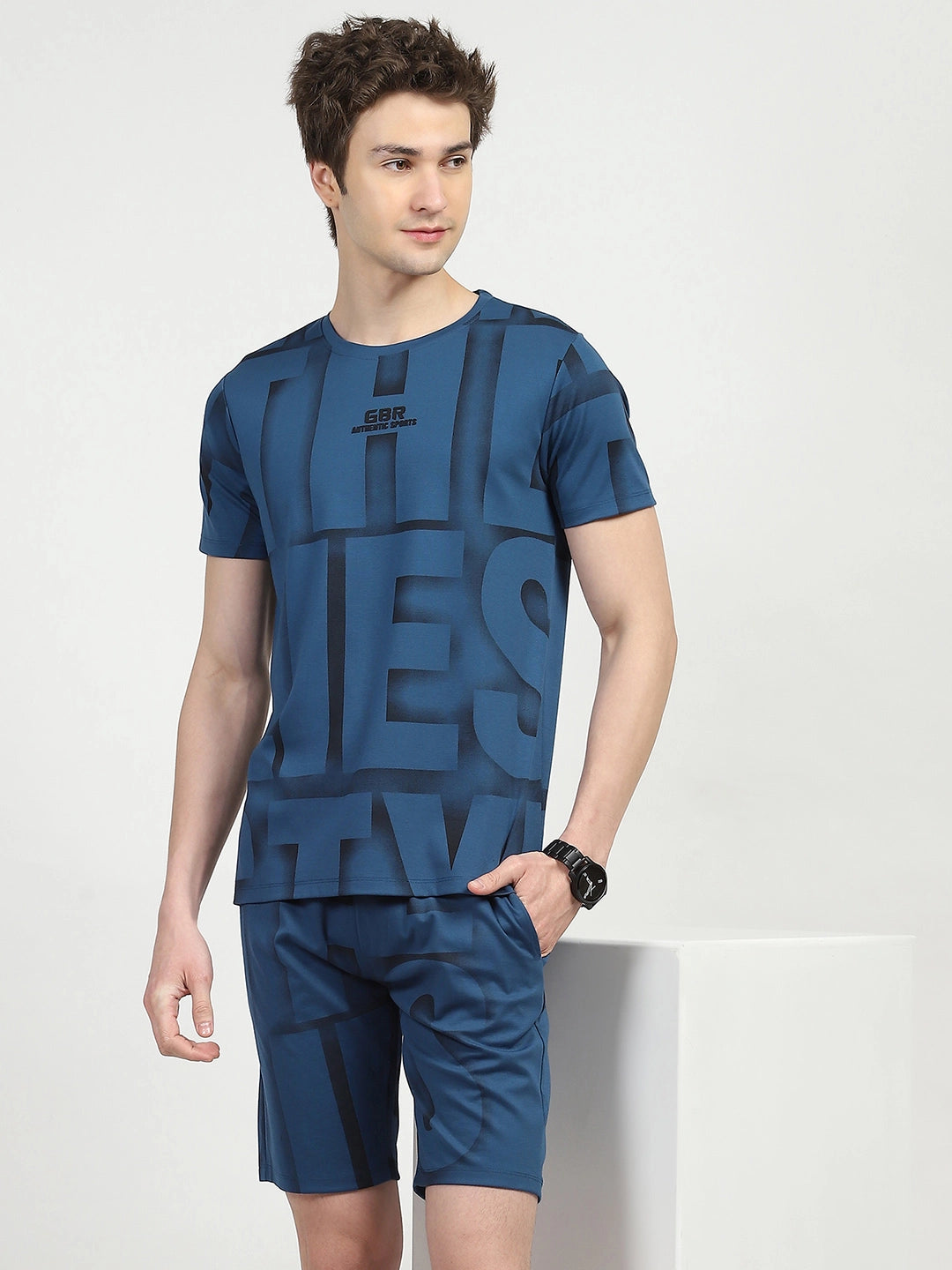 Blue Typography Viscose Set - Global Republic