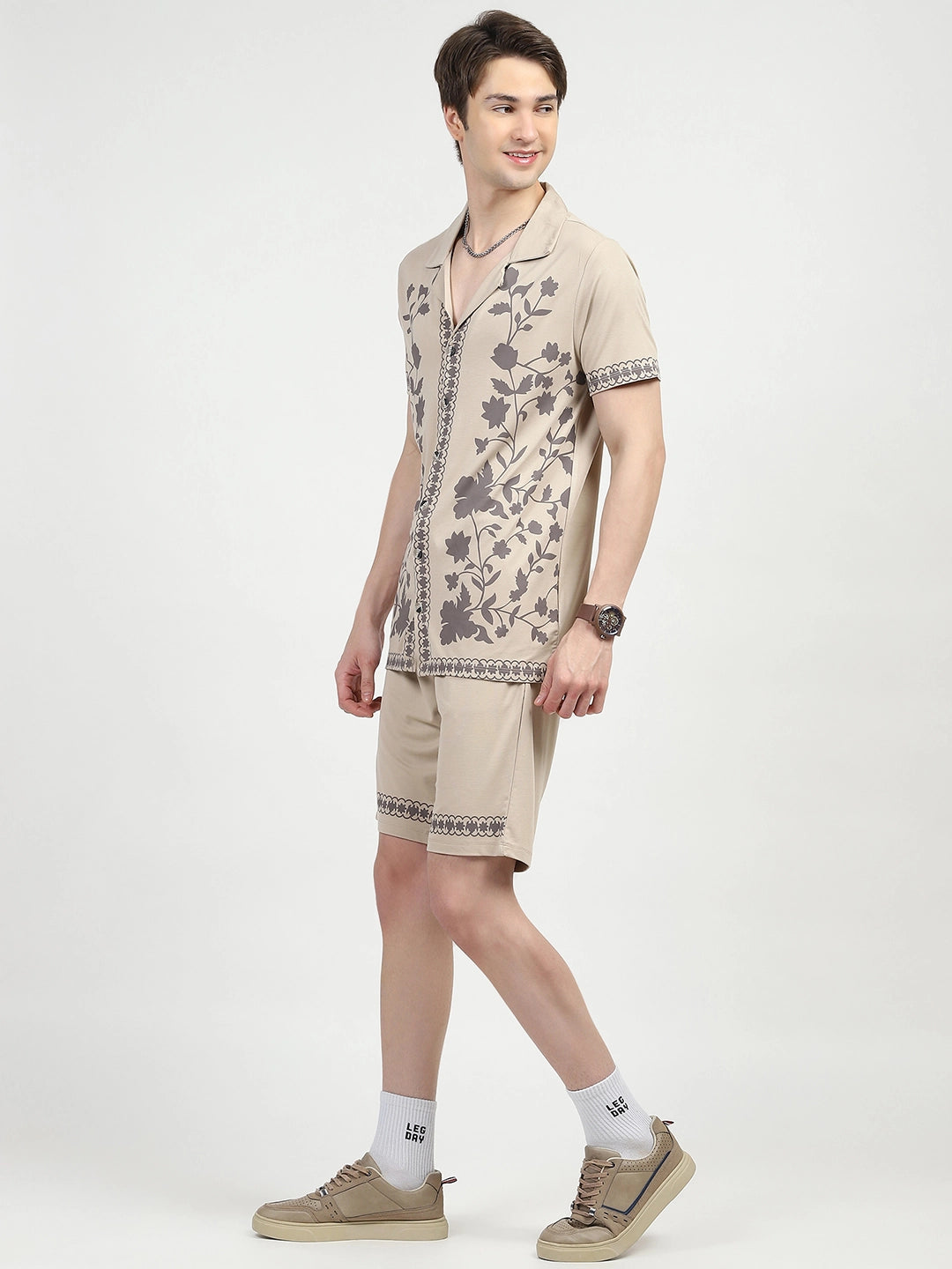 Beige Printed Viscose Set - Global Republic