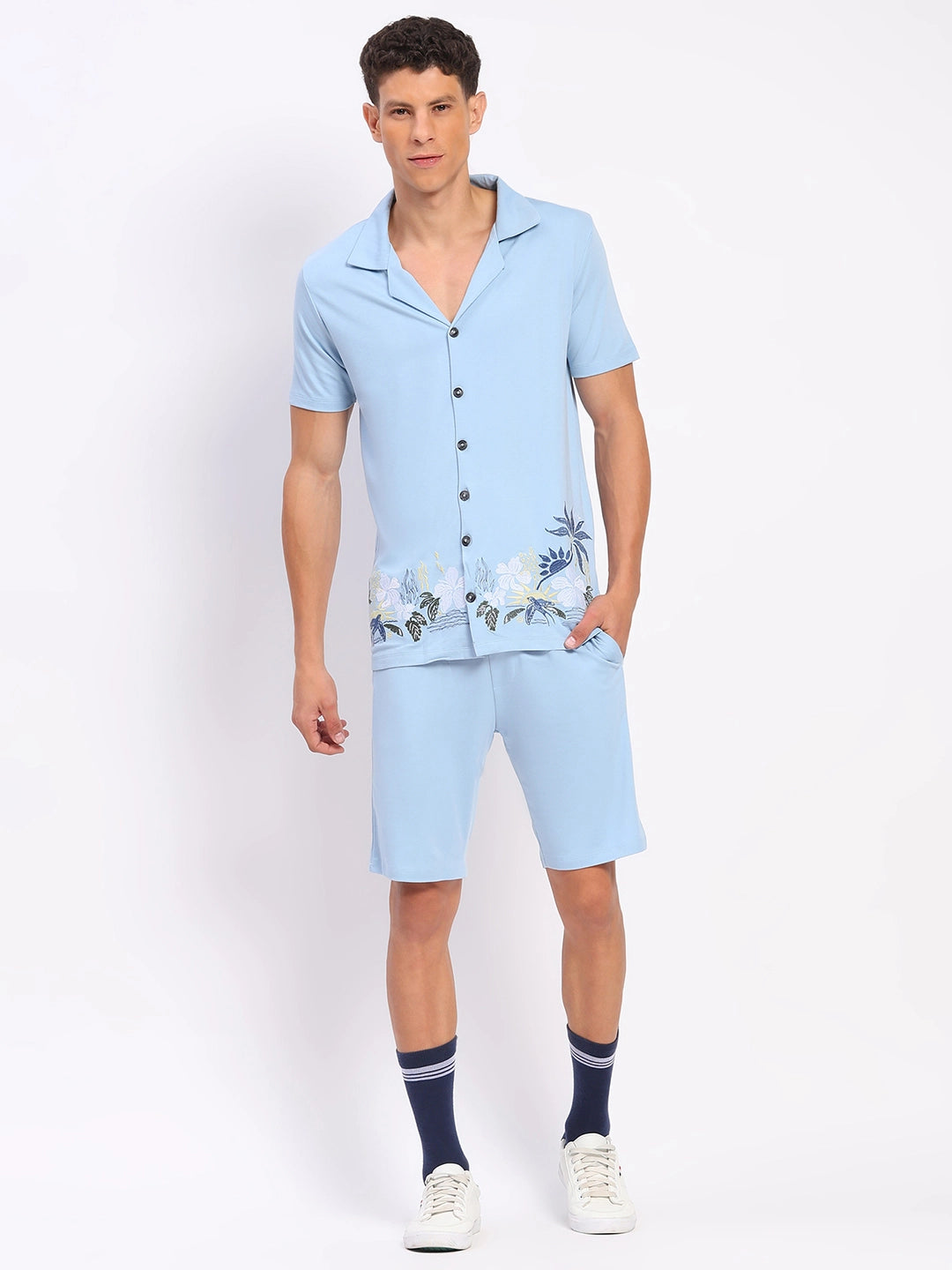 Sky Blue Embroidered Co-ord Set - Global Republic