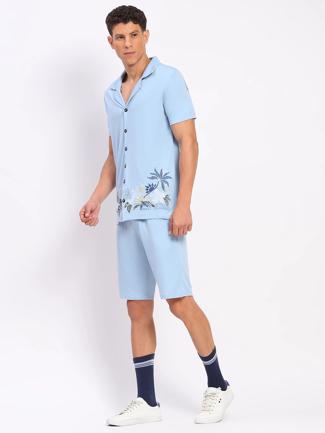 Sky Blue Embroidered Co-ord Set - Global Republic