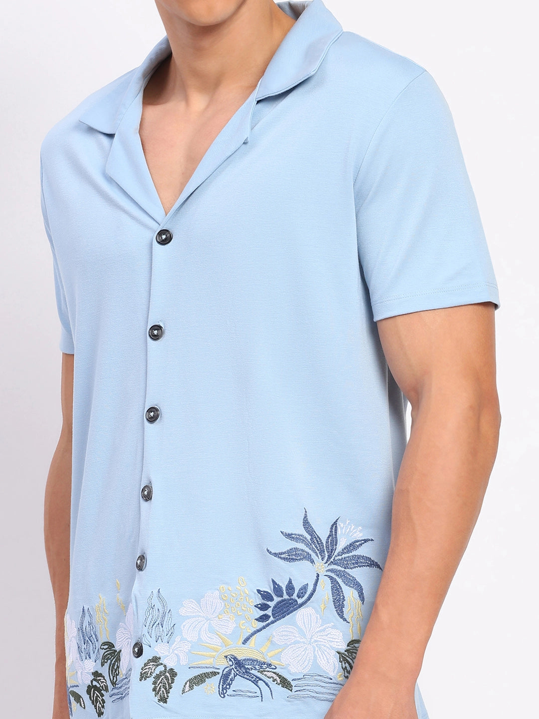 Sky Blue Embroidered Co-ord Set - Global Republic