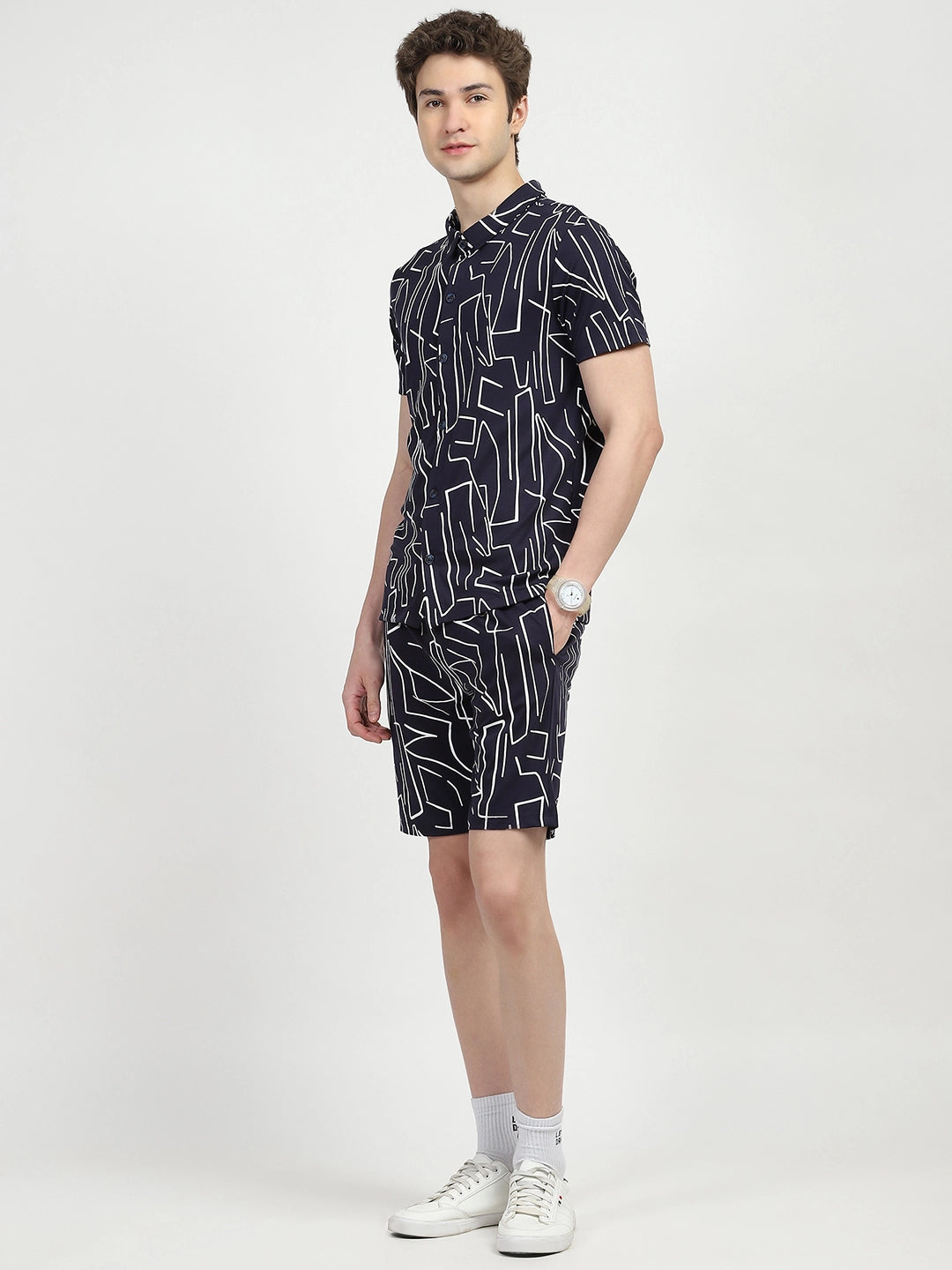 Navy Abstract Print Viscose Set - Global Republic