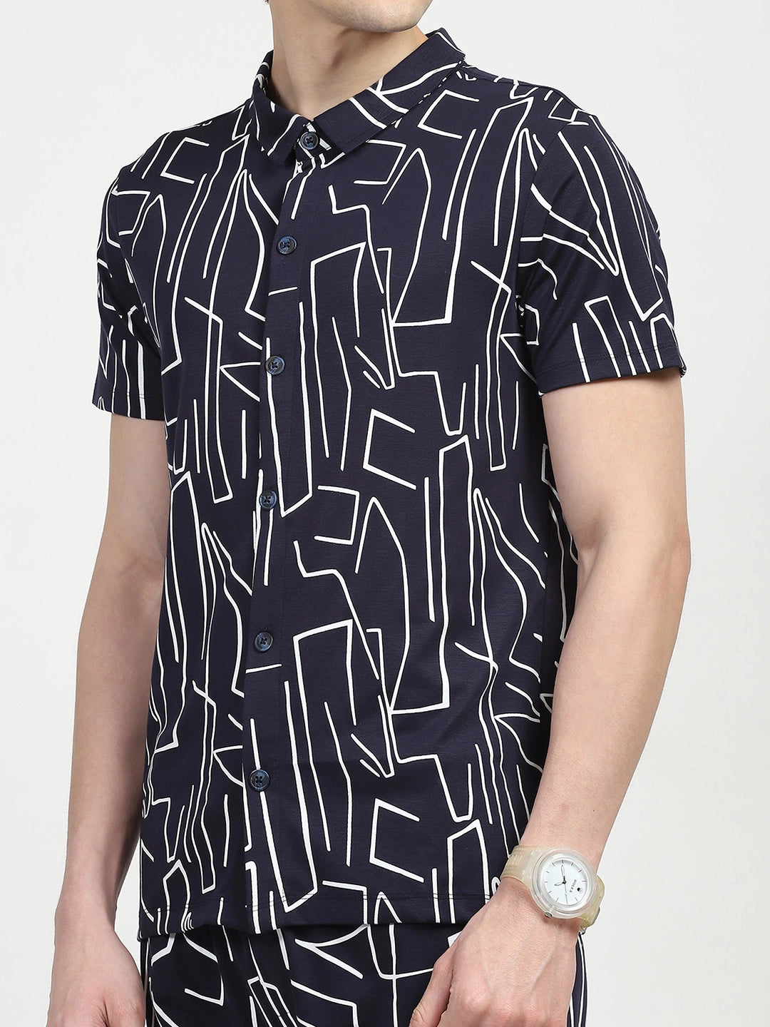 Navy Abstract Print Viscose Set - Global Republic