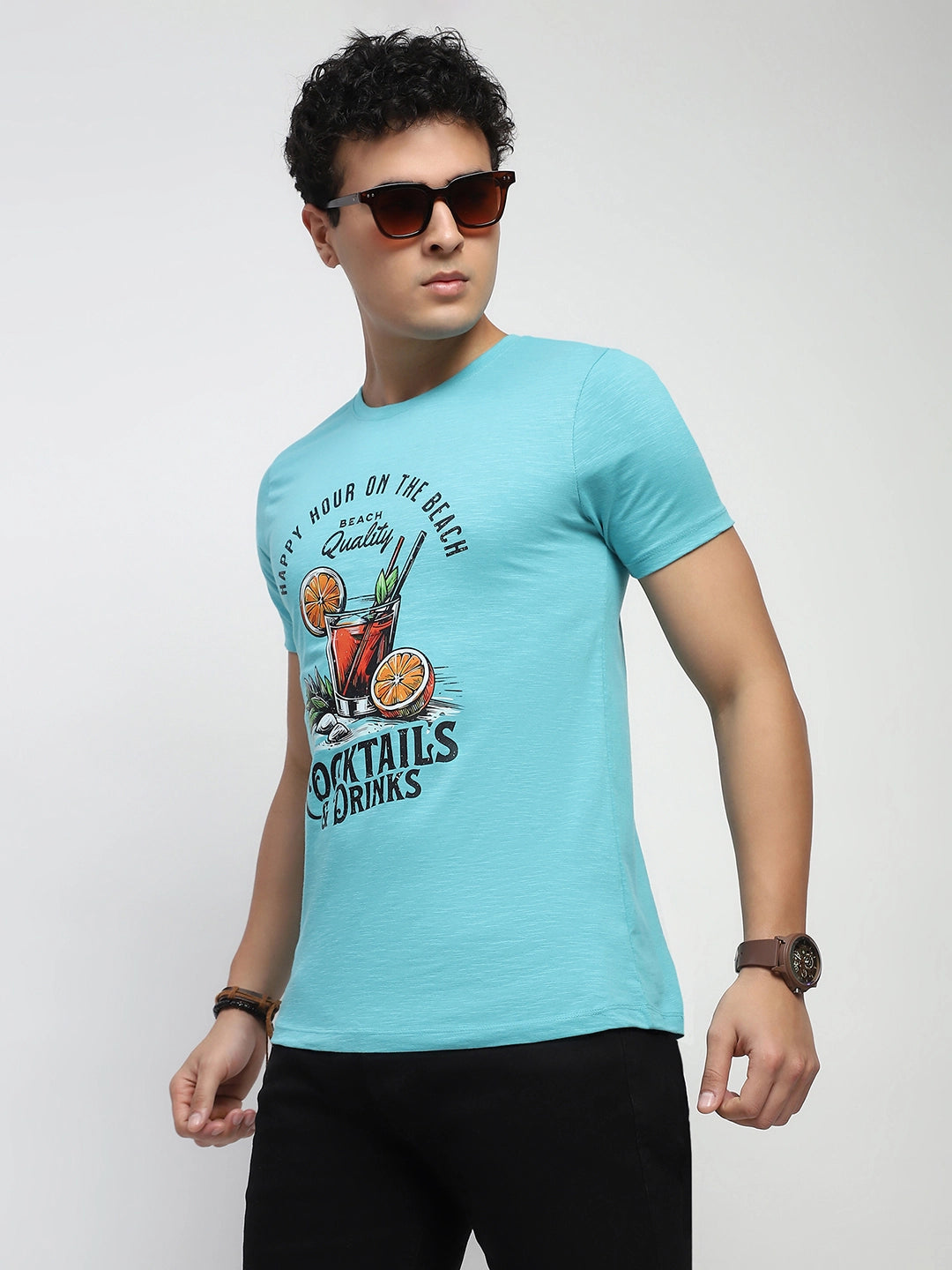 Blue Graphic Cotton T-Shirt - Global Republic