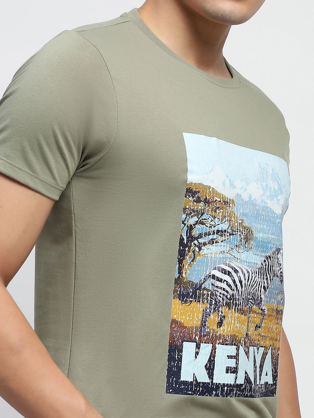 Olive Graphic Cotton T-Shirt - Global Republic