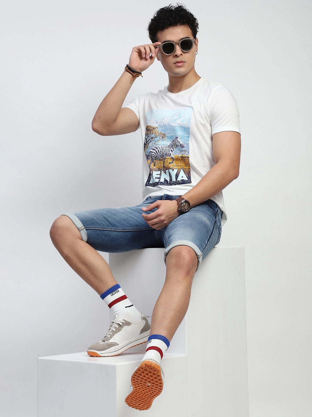 White Graphic Cotton T-Shirt - Global Republic